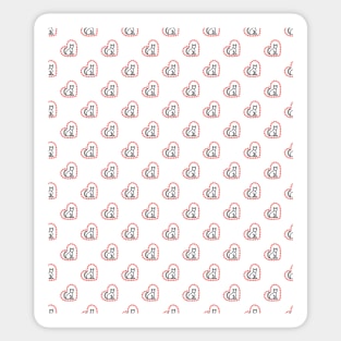 Cute Love Heart And Cats Pattern Sticker